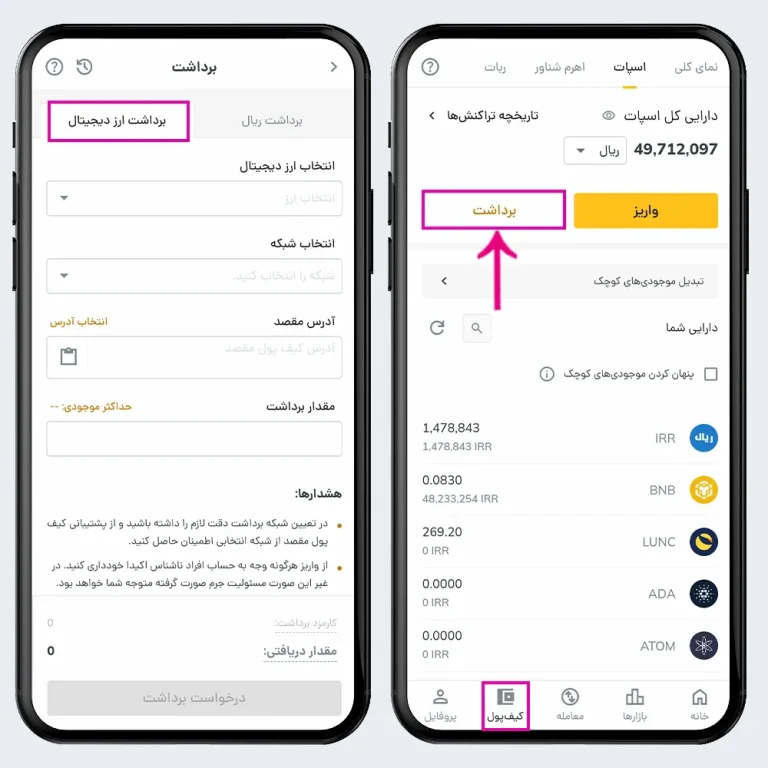 آموزش برداشت ارز دیجیتال از رمزینکس