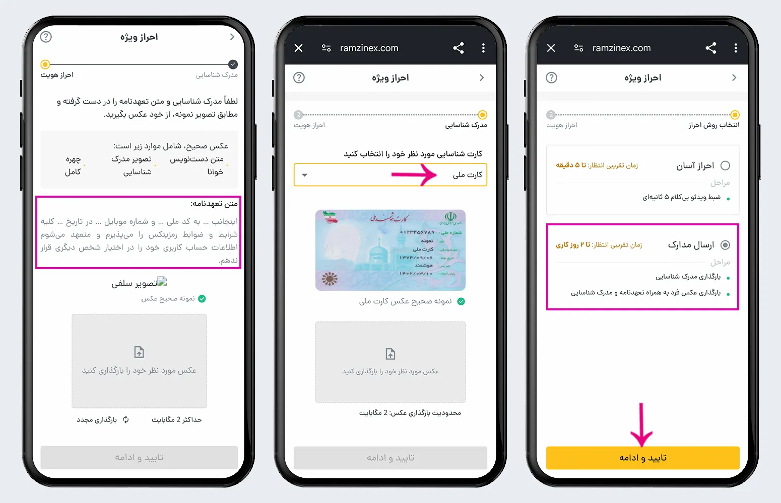 روش دوم: ارسال مدارک