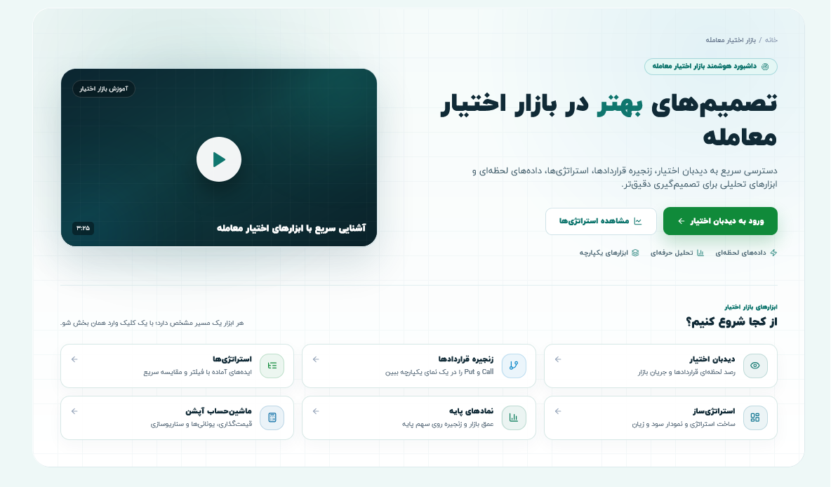 داشبورد هوشمند اختیار معامله بامبو فاند